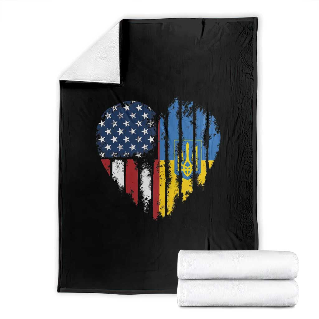 Support Ukraine Throw Blanket Stand With Ukraine American Ukrainian Flag