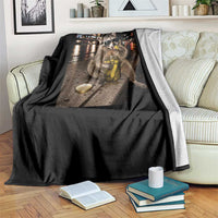 Funny Raccoon Eating Pickles Meme Throw Blanket
