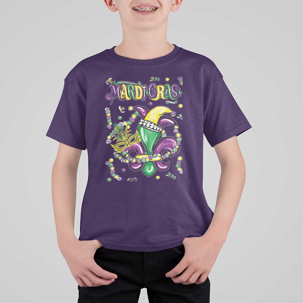 Mardi Gras T Shirt For Kid Fleur de Lis Carnival Fat Tuesday