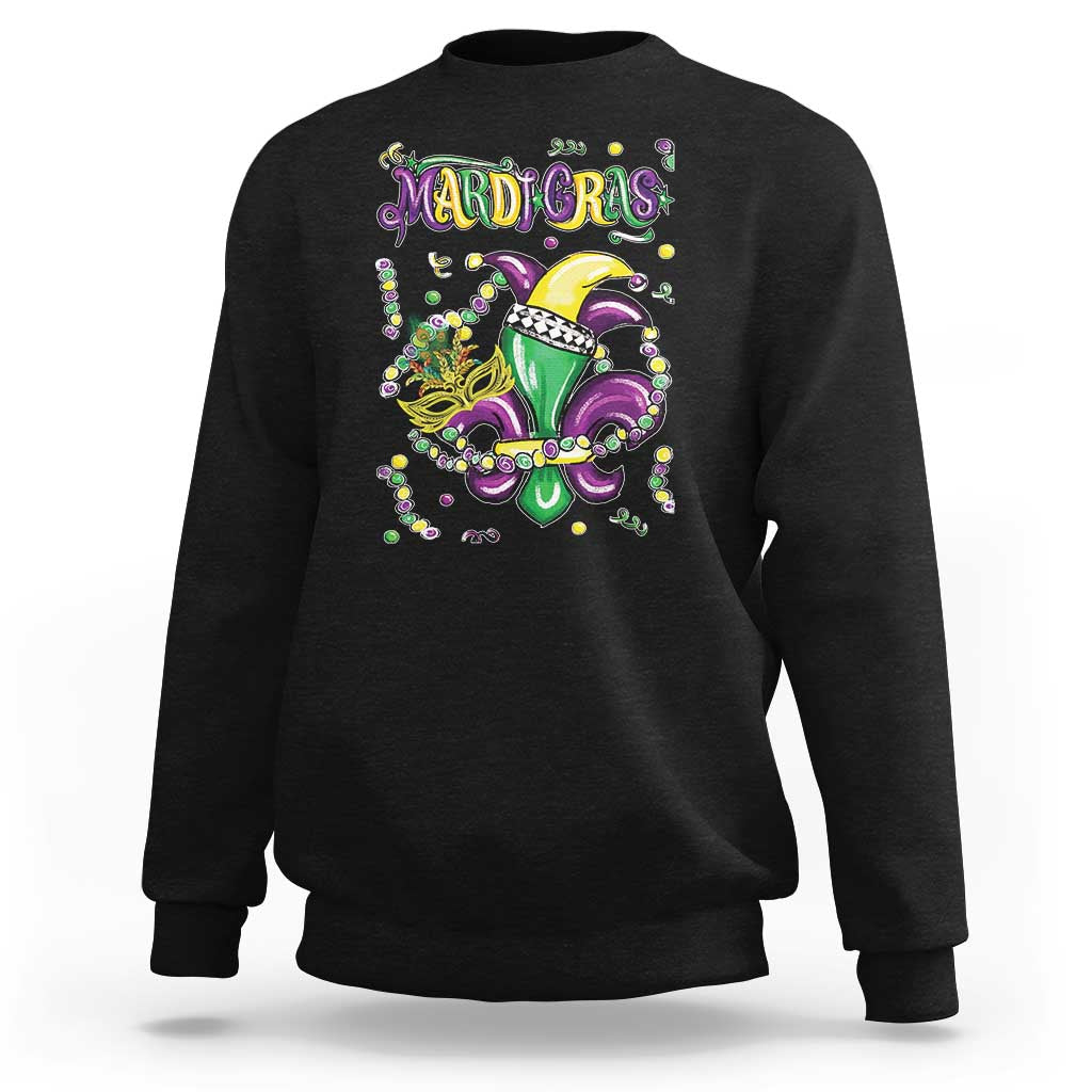 Mardi Gras Sweatshirt Fleur de Lis Carnival Fat Tuesday
