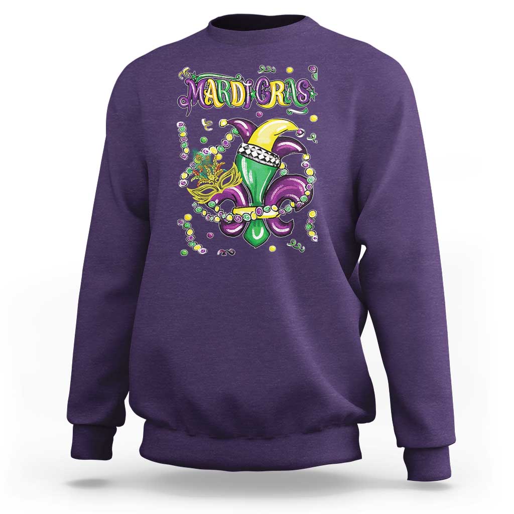 Mardi Gras Sweatshirt Fleur de Lis Carnival Fat Tuesday