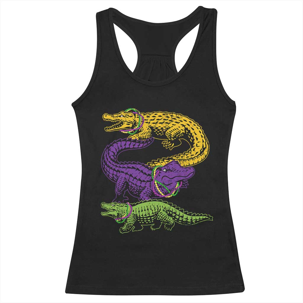 Aligator Crocodiles Louisiana Mardi Gras Racerback Tank Top