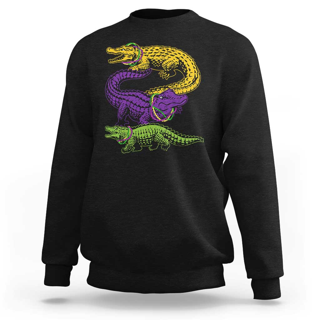 Aligator Crocodiles Louisiana Mardi Gras Sweatshirt