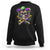 Mardi Gras Jester Skull Sweatshirt New Orleans Skeleton Beads