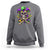 Mardi Gras Jester Skull Sweatshirt New Orleans Skeleton Beads