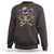 Mardi Gras Jester Skull Sweatshirt New Orleans Skeleton Beads