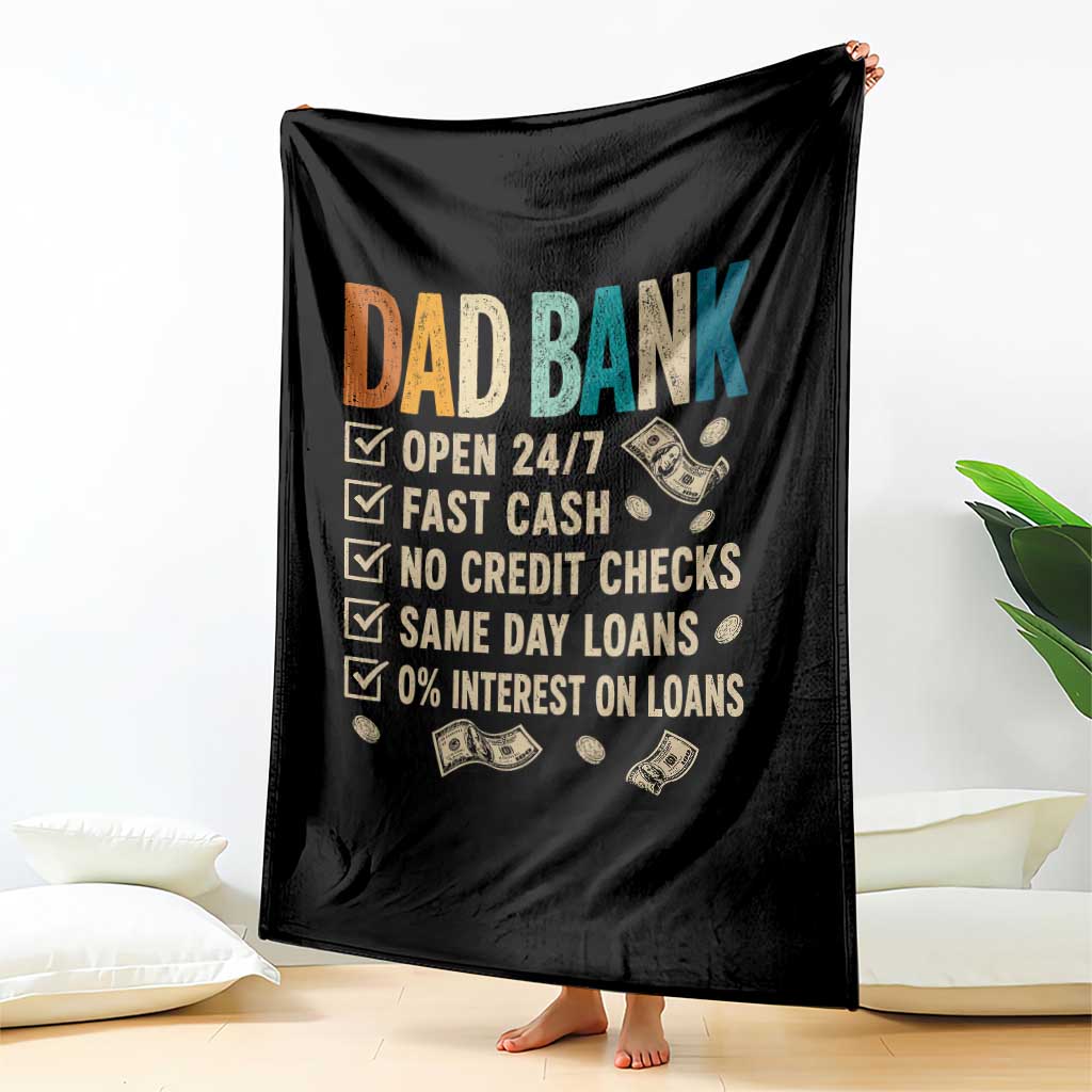 Funny Dad Throw Blanket Retro Dad Bank Fathers Day
