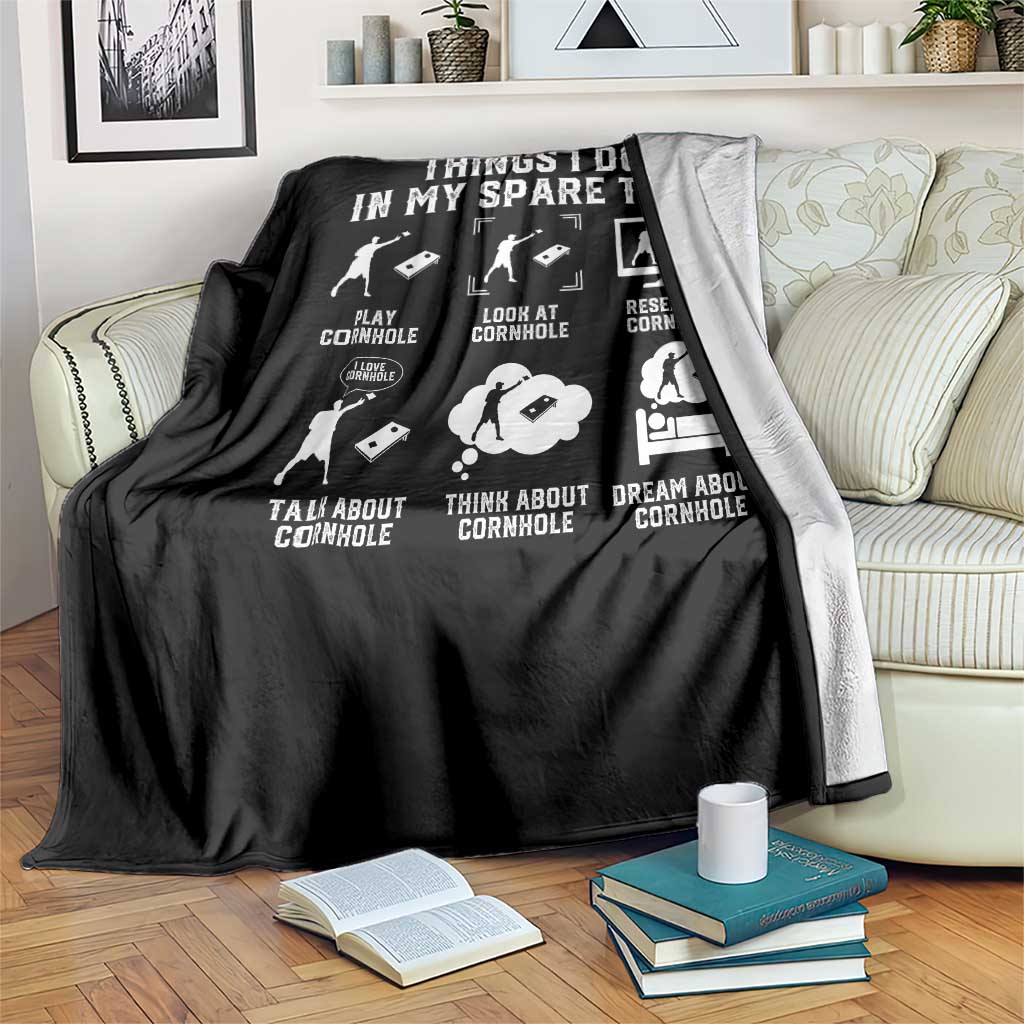 Funny Cornhole Lover Throw Blanket Things I Do In My Spare Time Bean Bag Toss Game