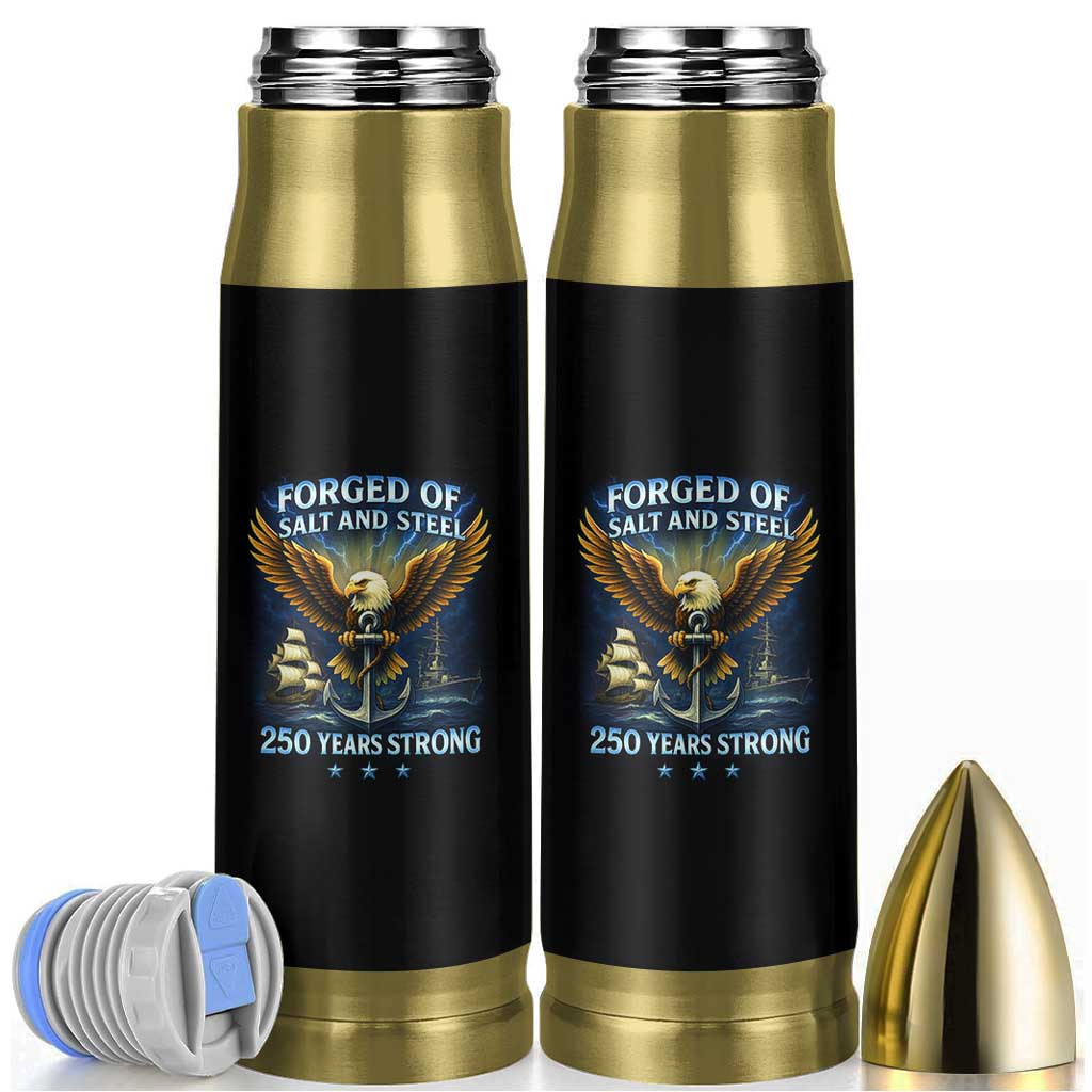 Navy Veteran 250th Anniversary Bullet Tumbler Forged of Salt and Steel US Naval Ships 250th Anniversary - Wonder Print Shop