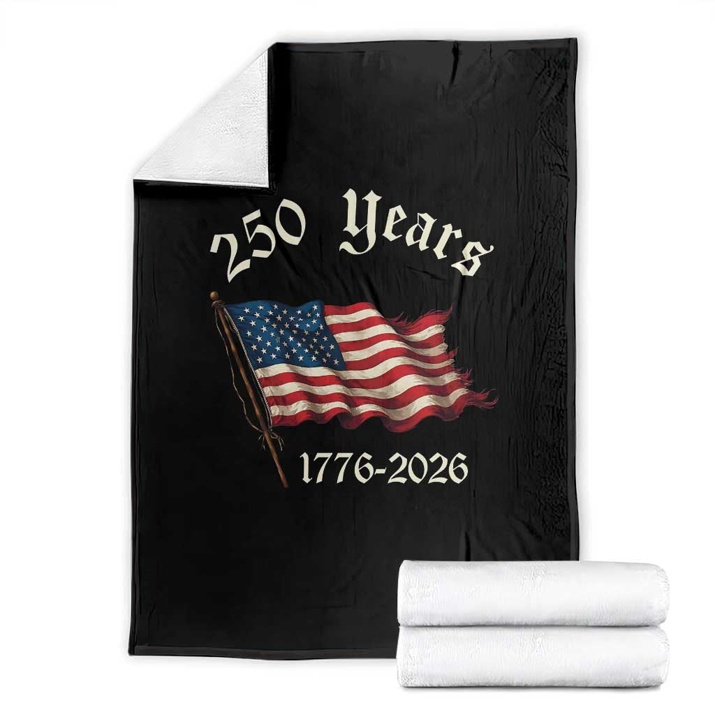 250 Years America Anniversary Throw Blanket Retro 250th Independence Day Freedom USA Flag - Wonder Print Shop