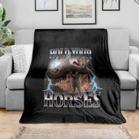 Funny Meme Hold Your Horses Throw Blanket Vintage 90s Style Bootleg Graphic - Wonder Print Shop
