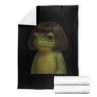 Funny Frog Bob Haircut Meme Throw Blanket Silly Toad Trends - Wonder Print Shop
