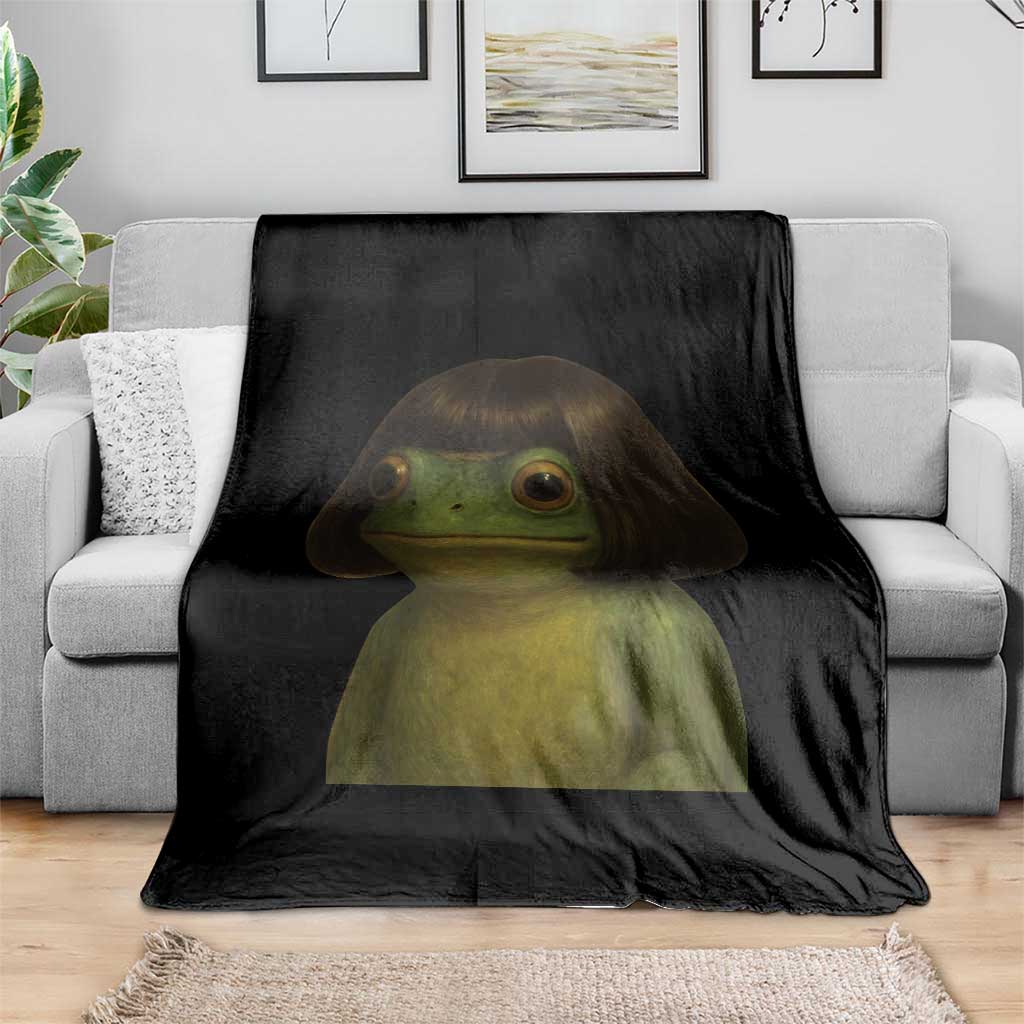 Funny Frog Bob Haircut Meme Throw Blanket Silly Toad Trends - Wonder Print Shop