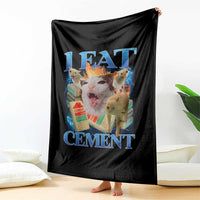 I Eat Cement Cursed Cat Throw Blanket Funny Cat Meme Ironic - Wonder Print Shop