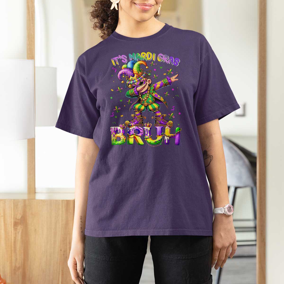 It's Mardi Gras Bruh T Shirt For Women Dabbing Boy Kids