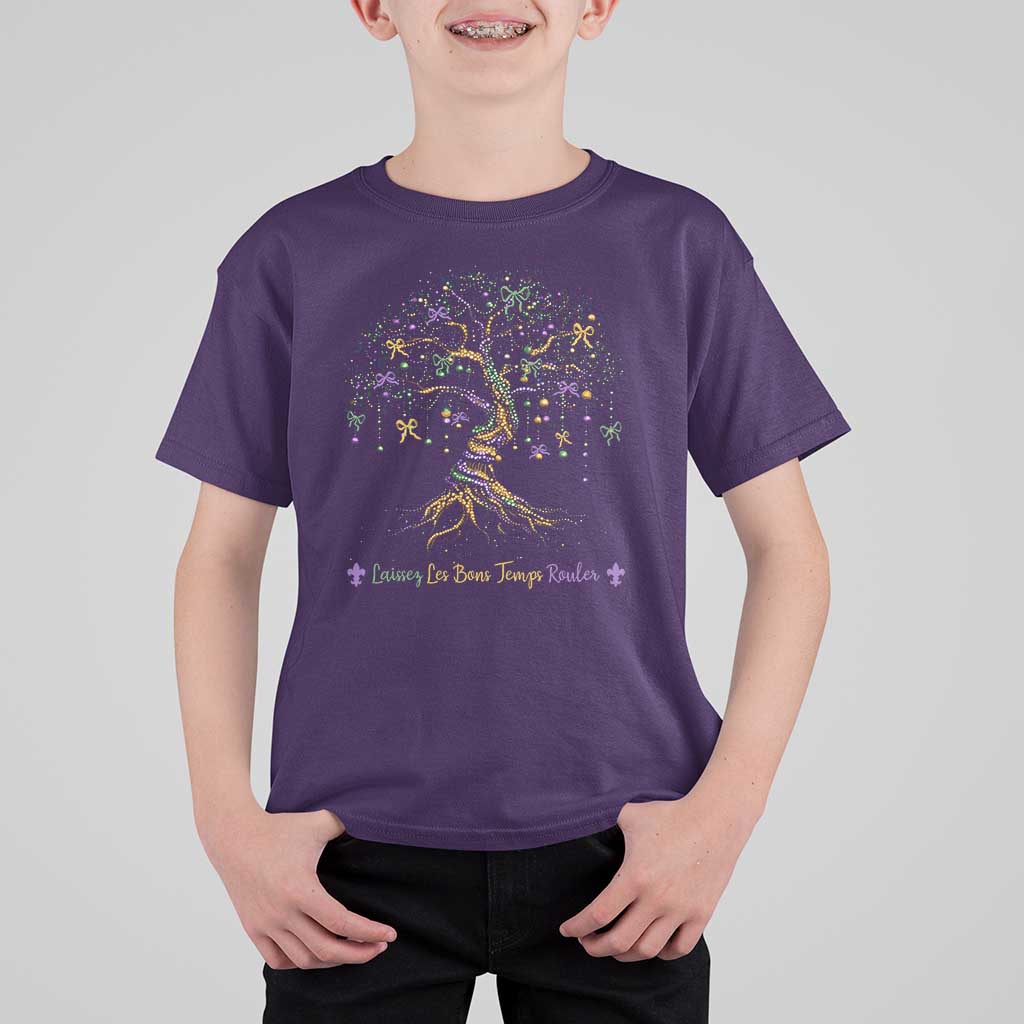 Coquette Bow Mardi Gras Bead Tree T Shirt For Kid Carnival New Orleans 2025