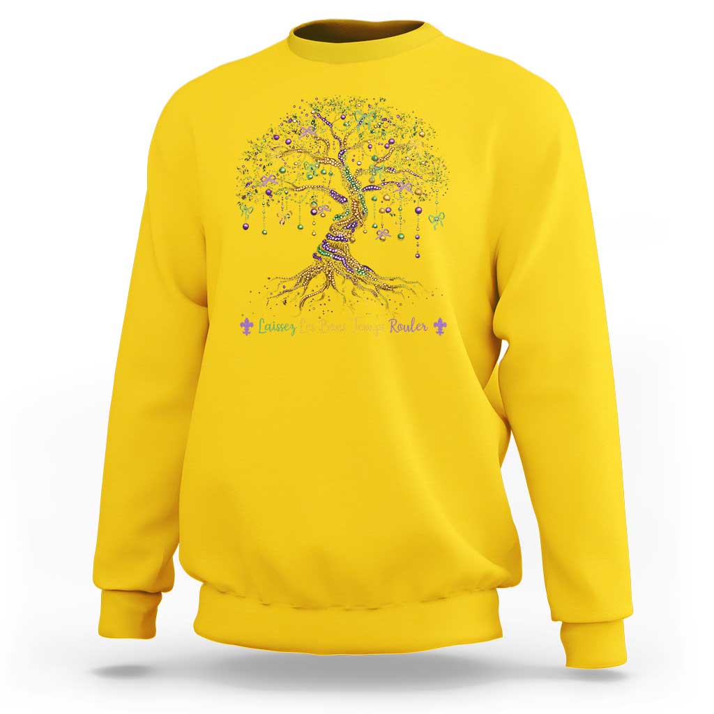 Coquette Bow Mardi Gras Bead Tree Sweatshirt Carnival New Orleans 2025