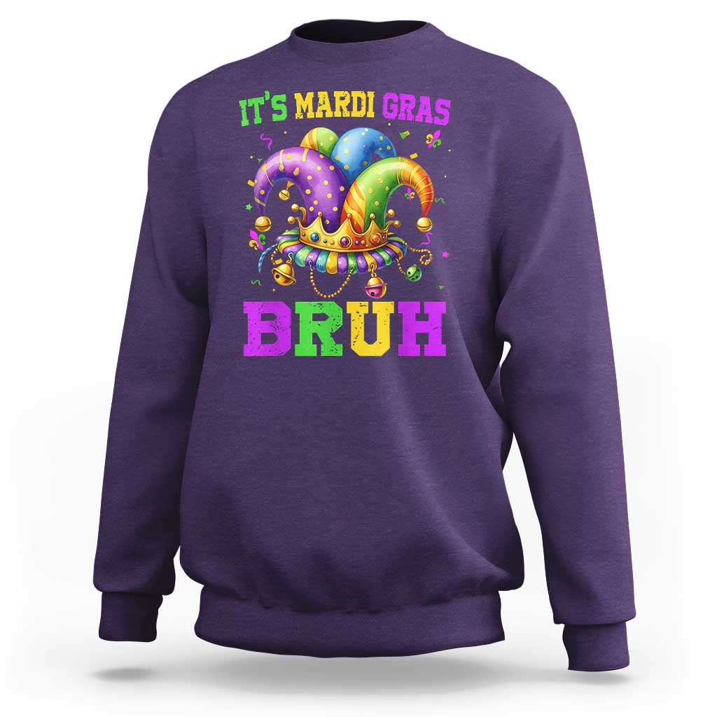 Bruh Mardi Gras Sweatshirt Jester Outfit Teens Boys Kids Mardi Gras