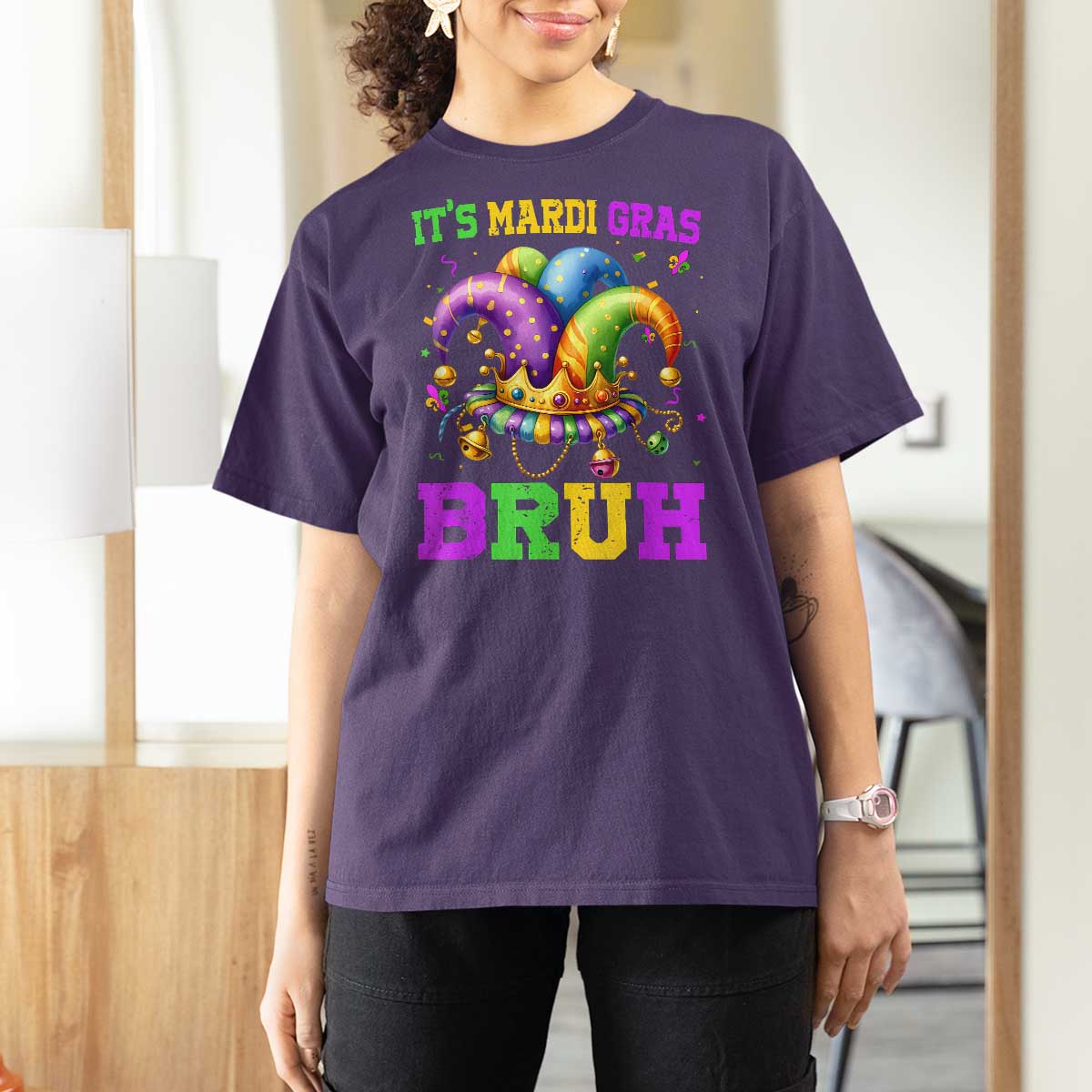 Bruh Mardi Gras T Shirt For Women Jester Outfit Teens Boys Kids Mardi Gras