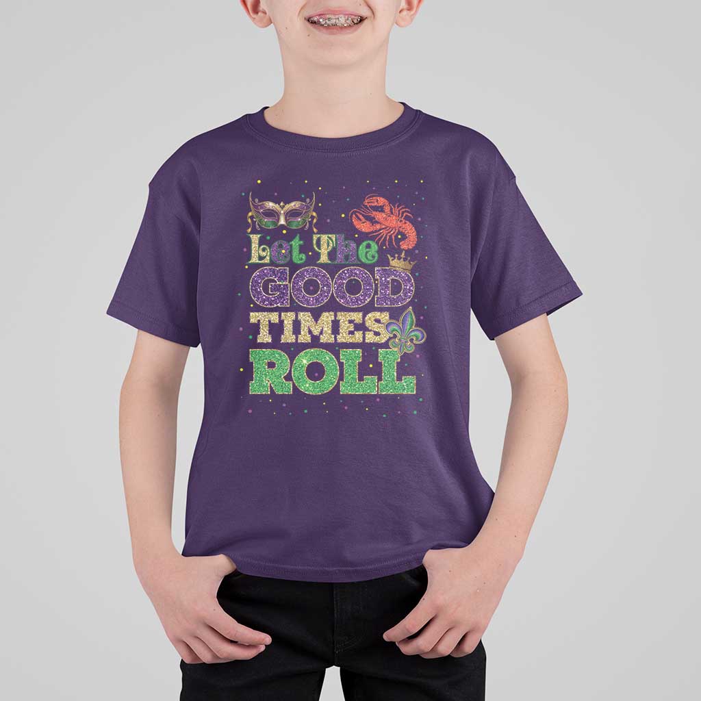 Mardi Gras T Shirt For Kid Let The Good Times Roll Glitter Print