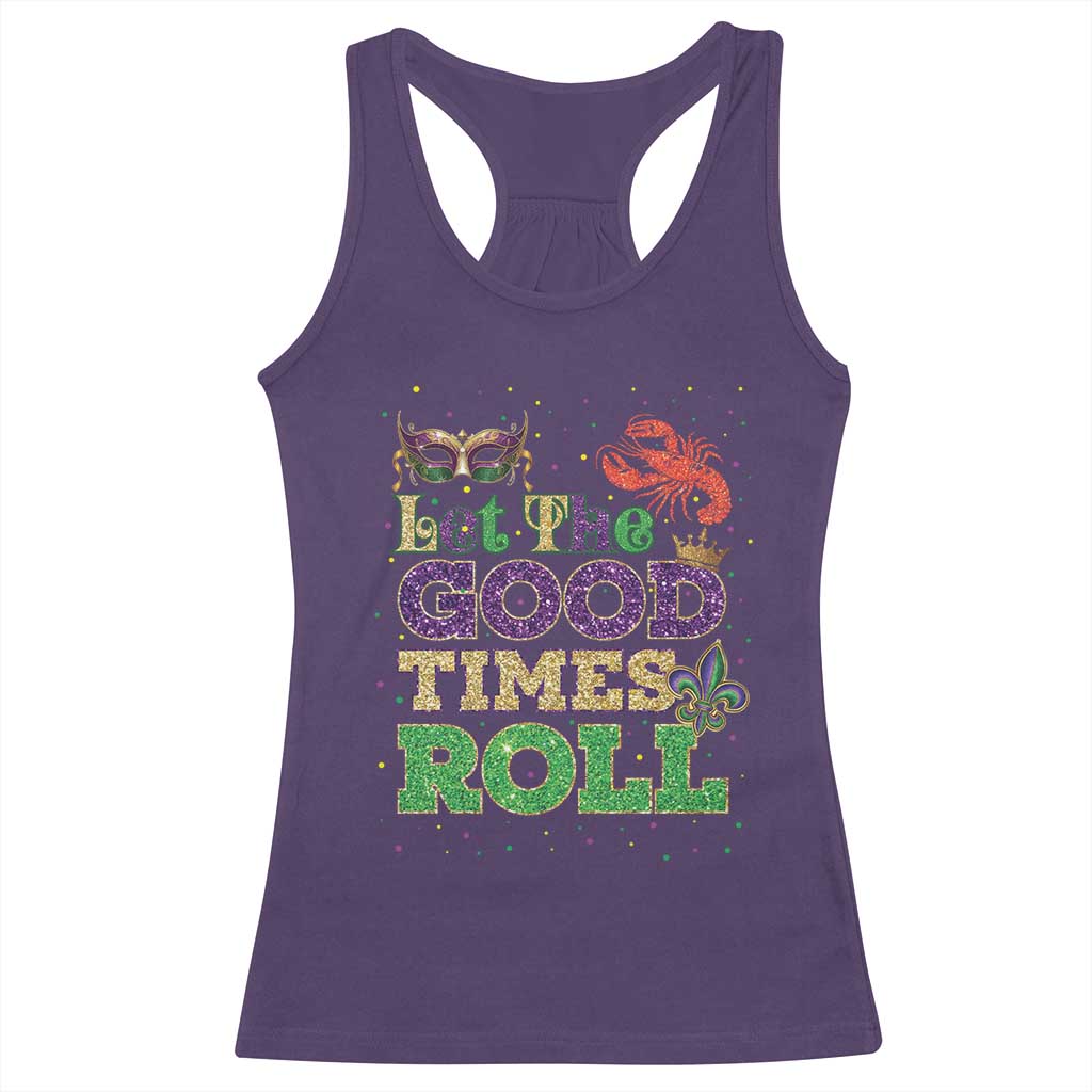 Mardi Gras Racerback Tank Top Let The Good Times Roll Glitter Print