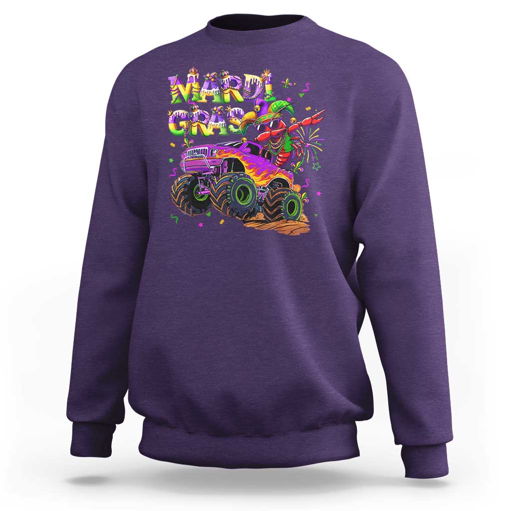 Mardi Gras Sweatshirt Dabbing Crawfish Monster Truck