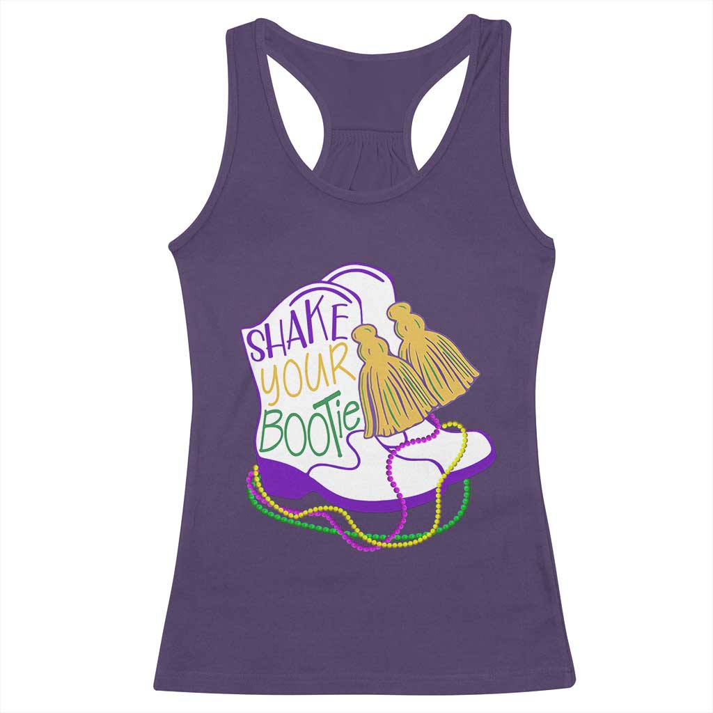 Mardi Gras Racerback Tank Top Shake Your Bootie Bead Boots