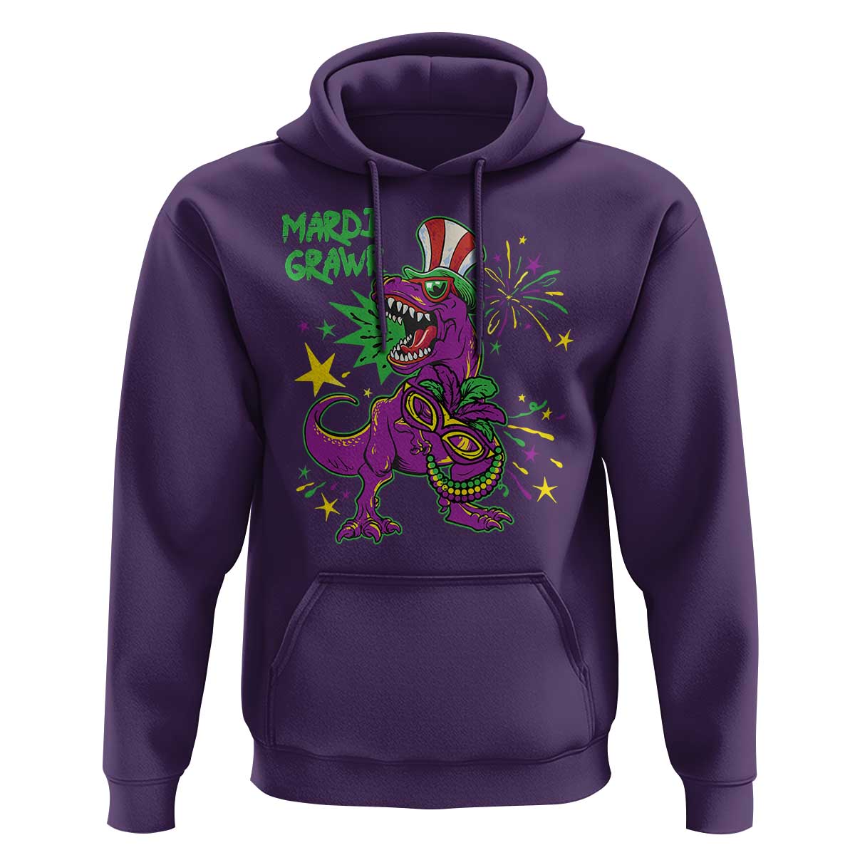 Mardi Gras Dino Hoodie Toddler Kids Boys Gift Mardi Grawr