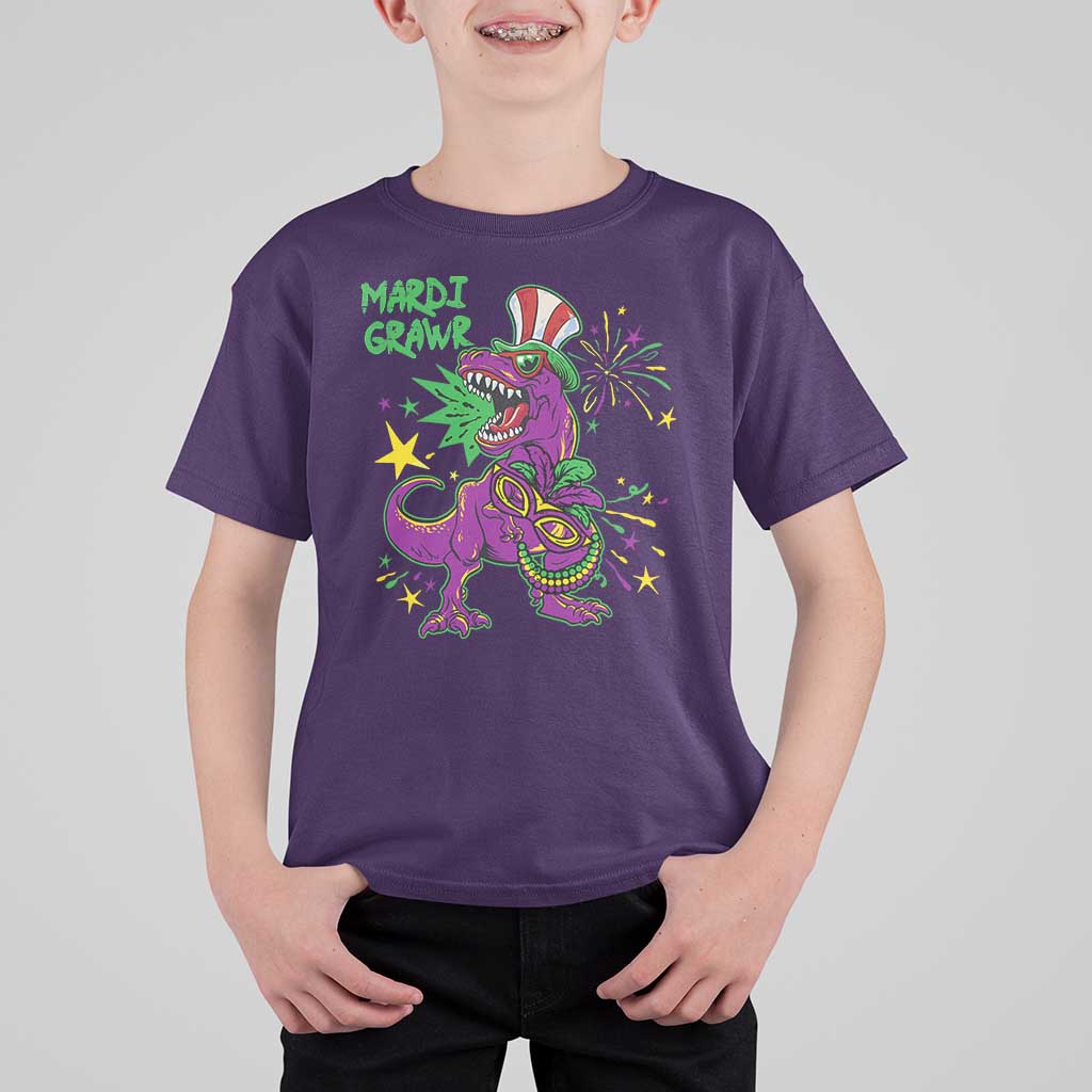 Mardi Gras Dino T Shirt For Kid Toddler Kids Boys Gift Mardi Grawr