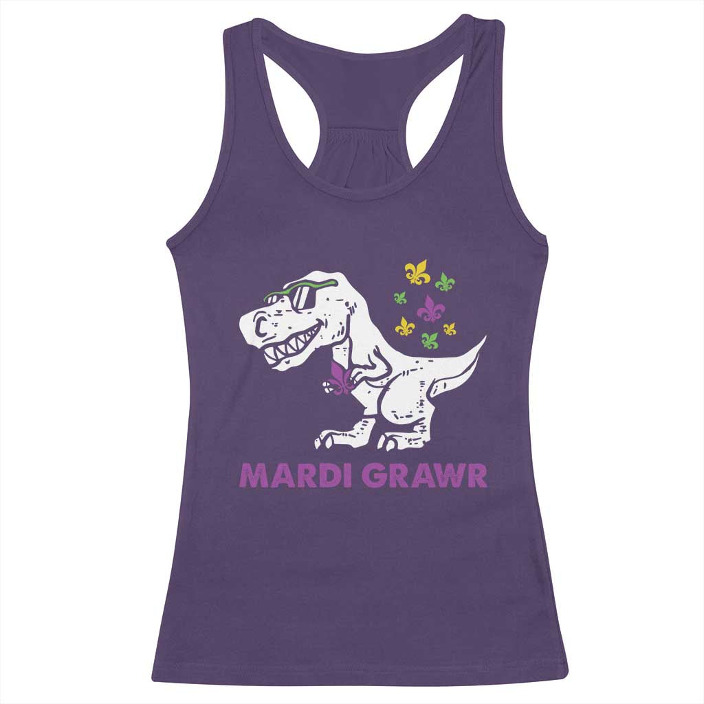 Mardi Gras Grawr Dinosaur Racerback Tank Top Fat Tuesday Kids