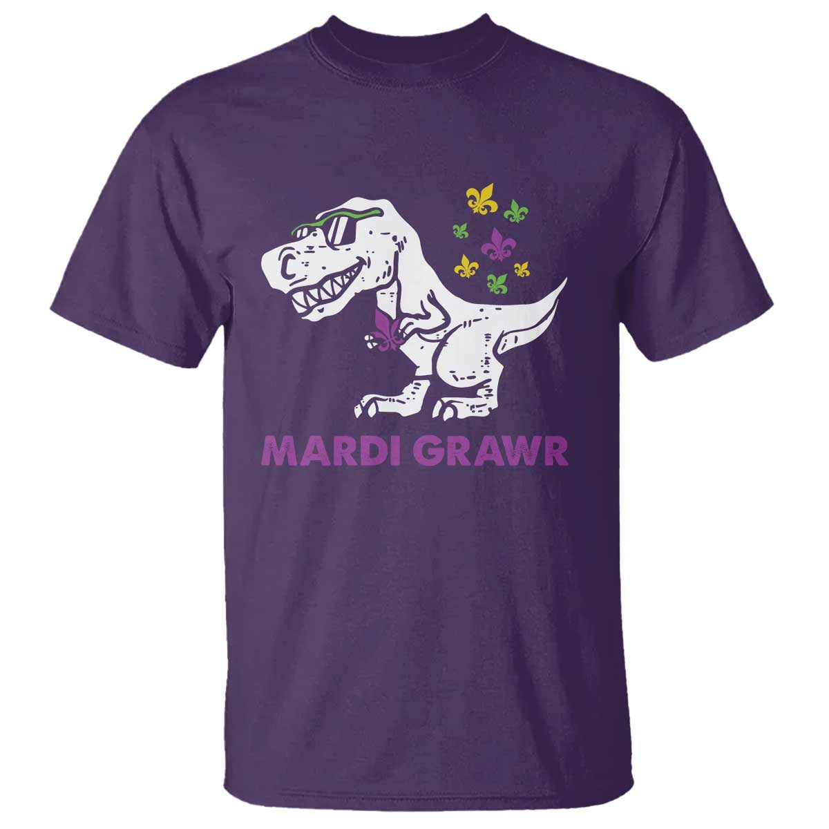 Mardi Gras Grawr Dinosaur T Shirt Fat Tuesday Kids