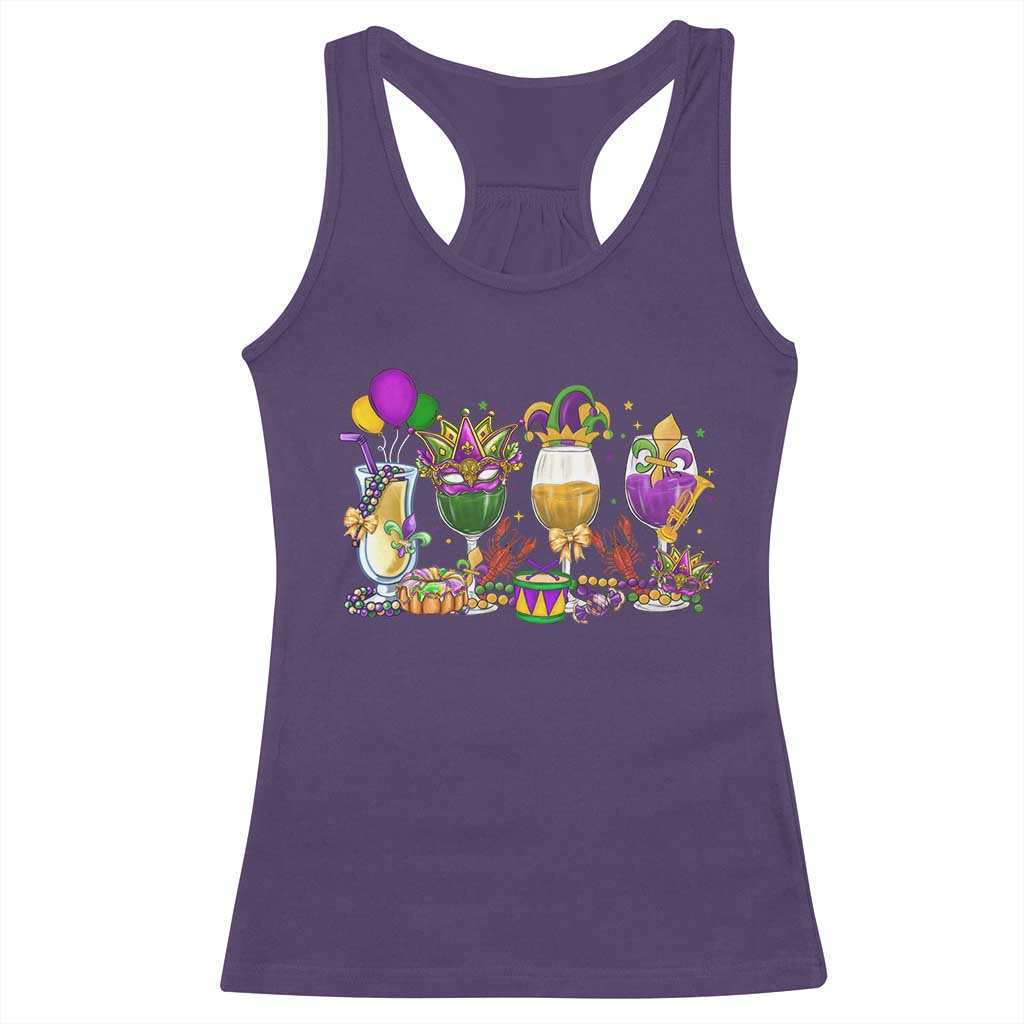 Mardi Gras Drinking Party Racerback Tank Top Fat Tuesday Wine Beads Carnival