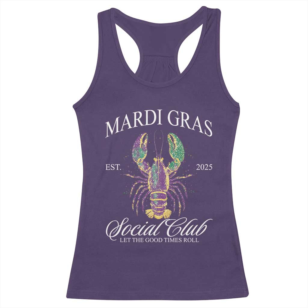 Mardi Gras Racerback Tank Top The Carnival Social Club Louisiana Crawfish Glitter Print