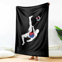 South Korea Soccer Throw Blanket Bicycle Kick Silhouette Korean Flag