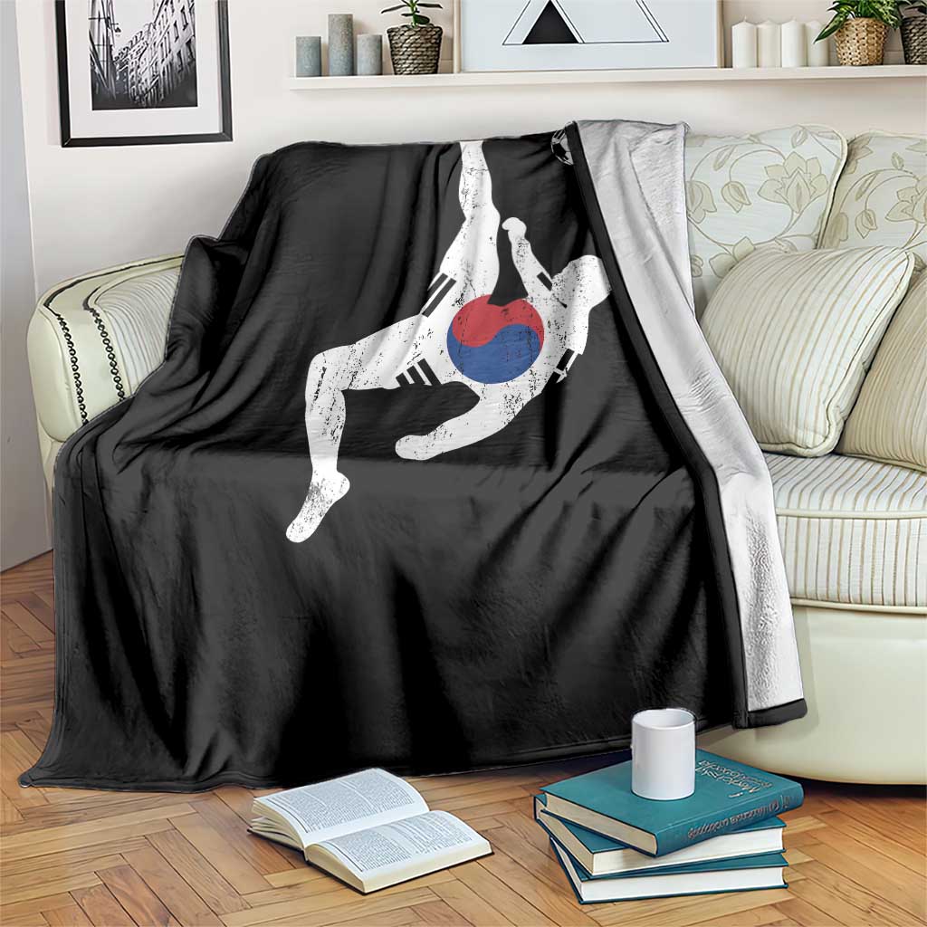 South Korea Soccer Throw Blanket Bicycle Kick Silhouette Korean Flag