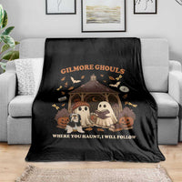 Gilmore Ghouls Halloween Throw Blanket Retro Book Lover Cute Ghost Fall Pumpkin - Wonder Print Shop