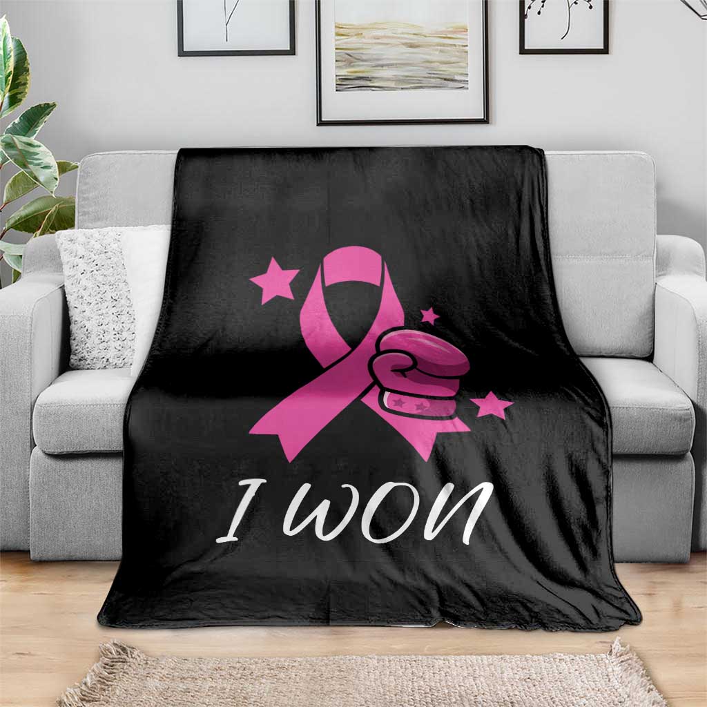 Pink Ribbon Throw Blanket I Won Breast Cancer Awareness - Wonder Print Shop