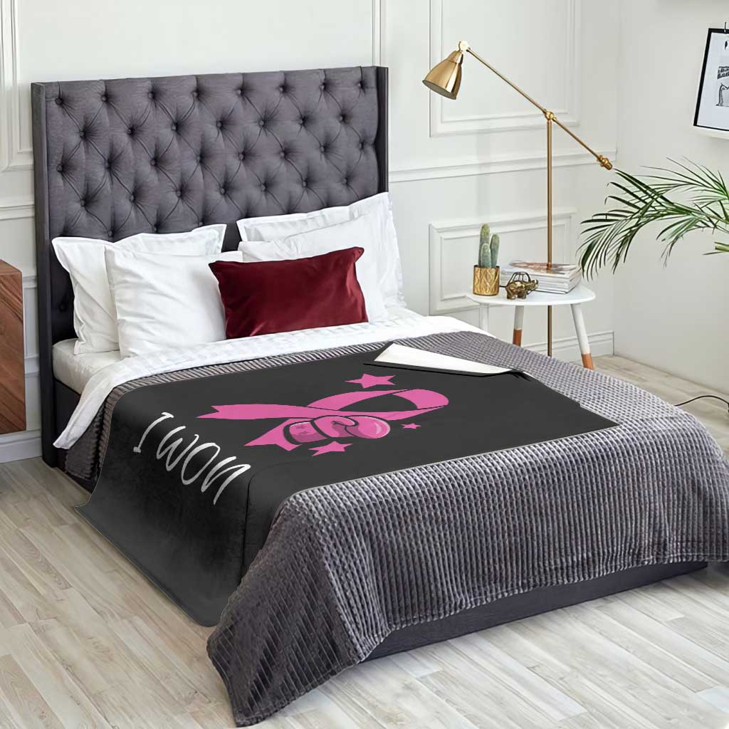 Pink Ribbon Throw Blanket I Won Breast Cancer Awareness - Wonder Print Shop