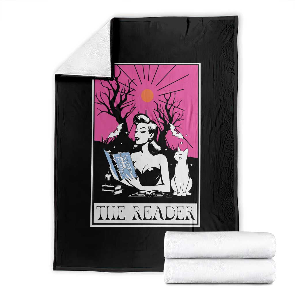 The Reader Tarot Throw Blanket Witch Reading Book Club Occult Cat Mom - Wonder Print Shop