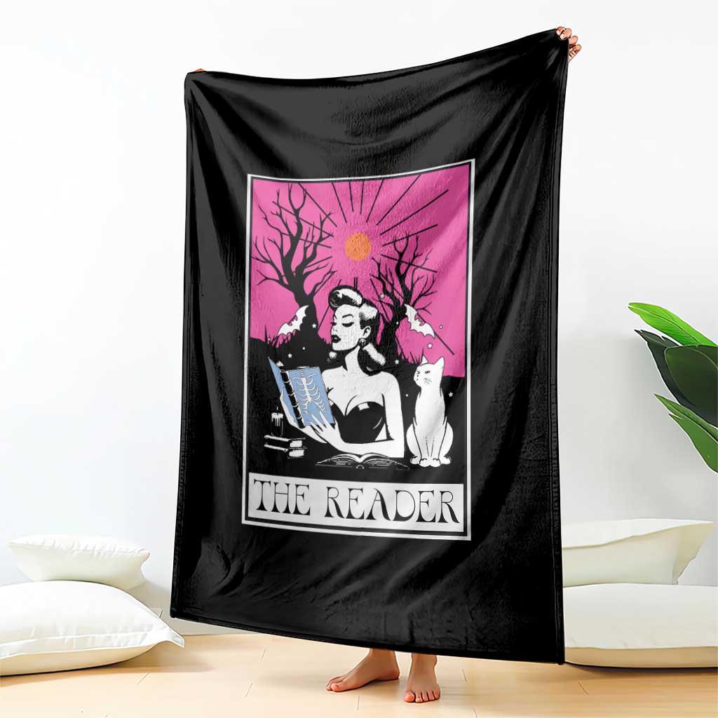 The Reader Tarot Throw Blanket Witch Reading Book Club Occult Cat Mom - Wonder Print Shop