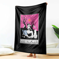 The Reader Tarot Throw Blanket Witch Reading Book Club Occult Cat Mom - Wonder Print Shop