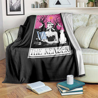 The Reader Tarot Throw Blanket Witch Reading Book Club Occult Cat Mom - Wonder Print Shop