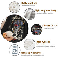 Skull Pirate Let The Pirate Shenanigans Begin Throw Blanket Halloween Crossbones Freebooter