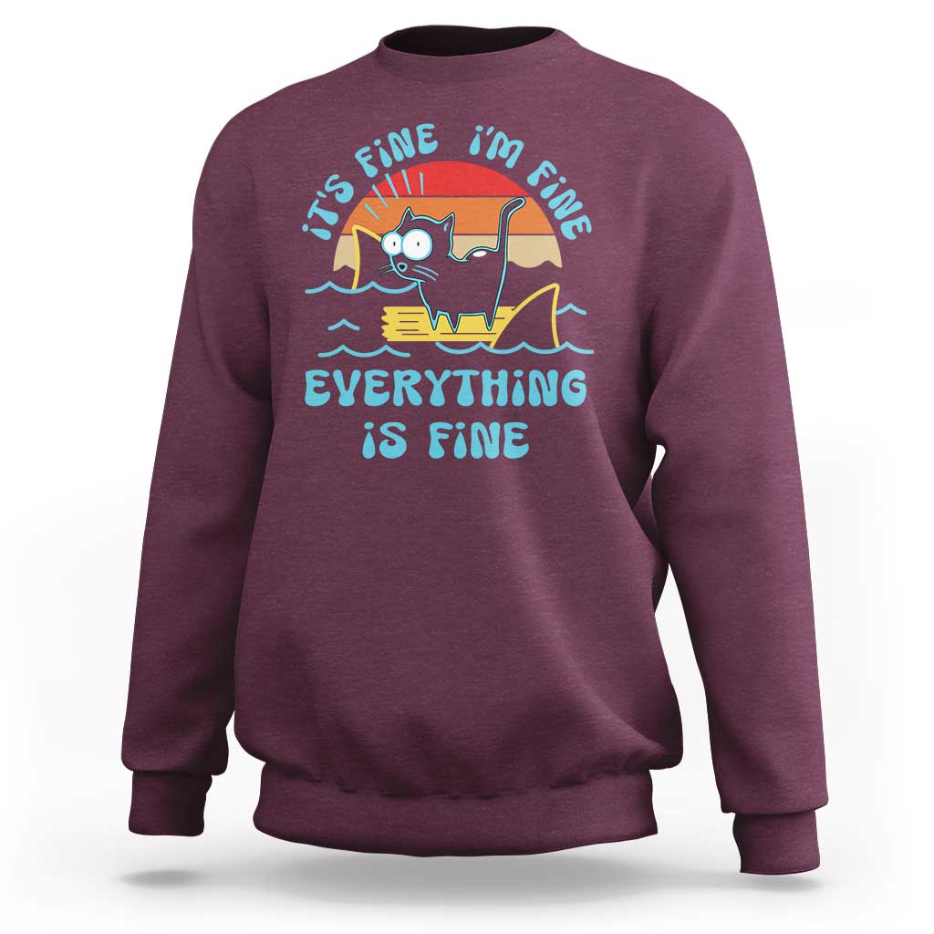 It's Fine I'm Fine Everything Is Fine Funny Cat Sweatshirt Christmas Gift - Wonder Print Shop