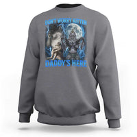 Funny Alpha Wolf Sweatshirt Don't Worry Kitten Daddy's Here 90s Vintage Bootleg - Wonder Print Shop