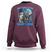 Funny Alpha Wolf Sweatshirt Don't Worry Kitten Daddy's Here 90s Vintage Bootleg - Wonder Print Shop