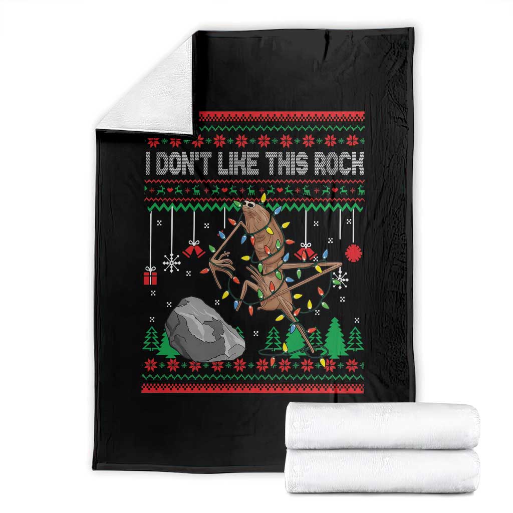 Christmas Marcus The Worm Meme Throw Blanket I Dont Like This Rock Brainrot Funny Ugly Xmas - Wonder Print Shop