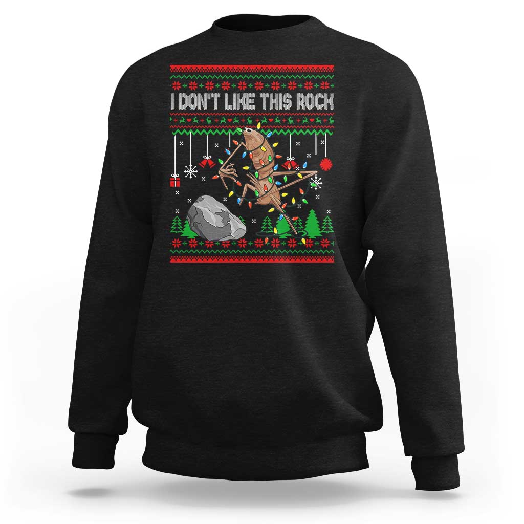 Christmas Marcus The Worm Meme Sweatshirt I Dont Like This Rock Brainrot Funny Ugly Xmas - Wonder Print Shop