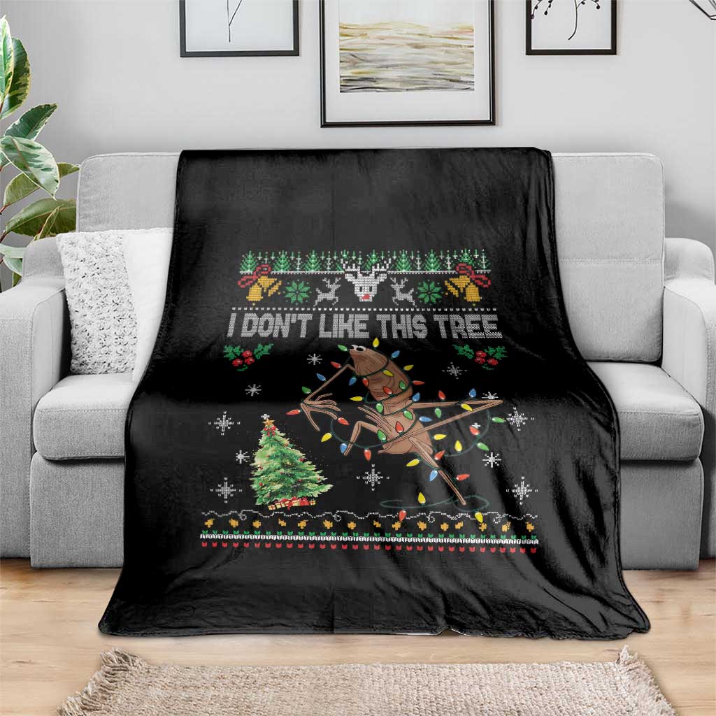 Marcus The Worm Christmas Meme Throw Blanket I Dont Like This Tree Brainrot Funny Ugly Xmas - Wonder Print Shop
