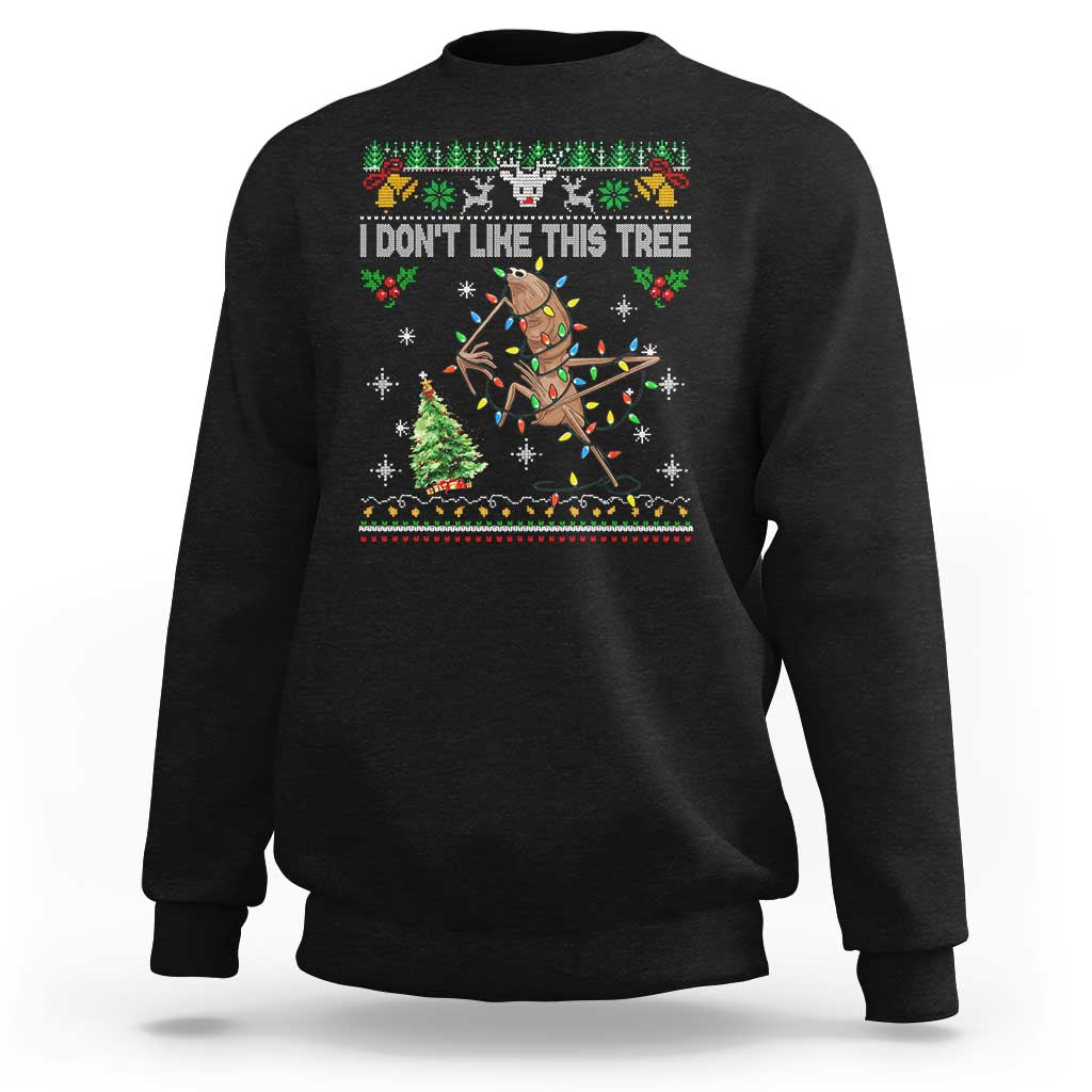 Marcus The Worm Christmas Meme Sweatshirt I Dont Like This Tree Brainrot Funny Ugly Xmas - Wonder Print Shop